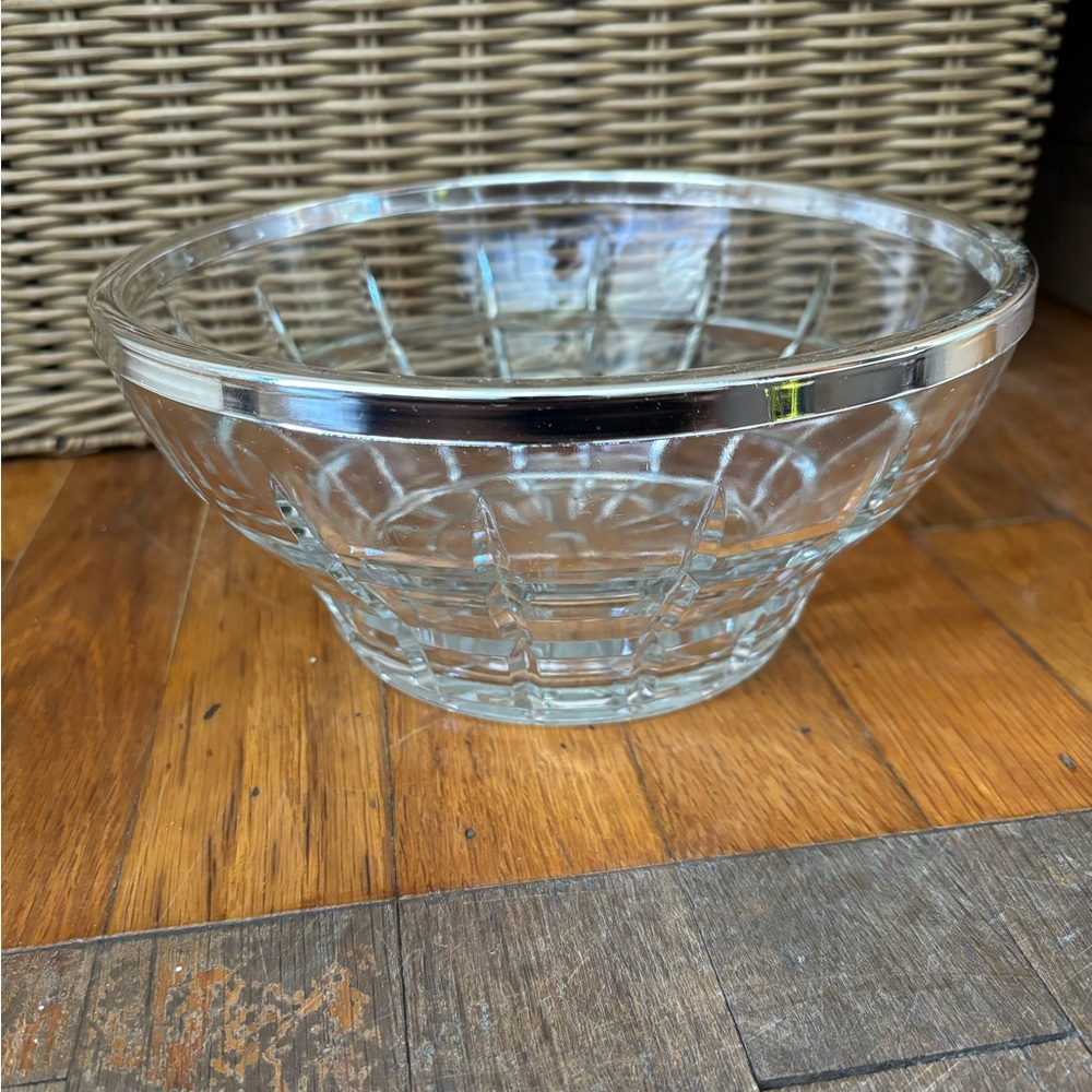 9" Glass bowl with silver rim made in Italy